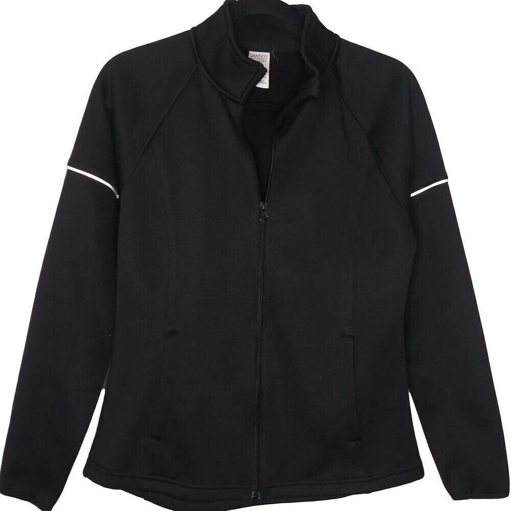 Danskin‎ Jacket Reflective Womens Small Black Running Workout Track Athletic Zip